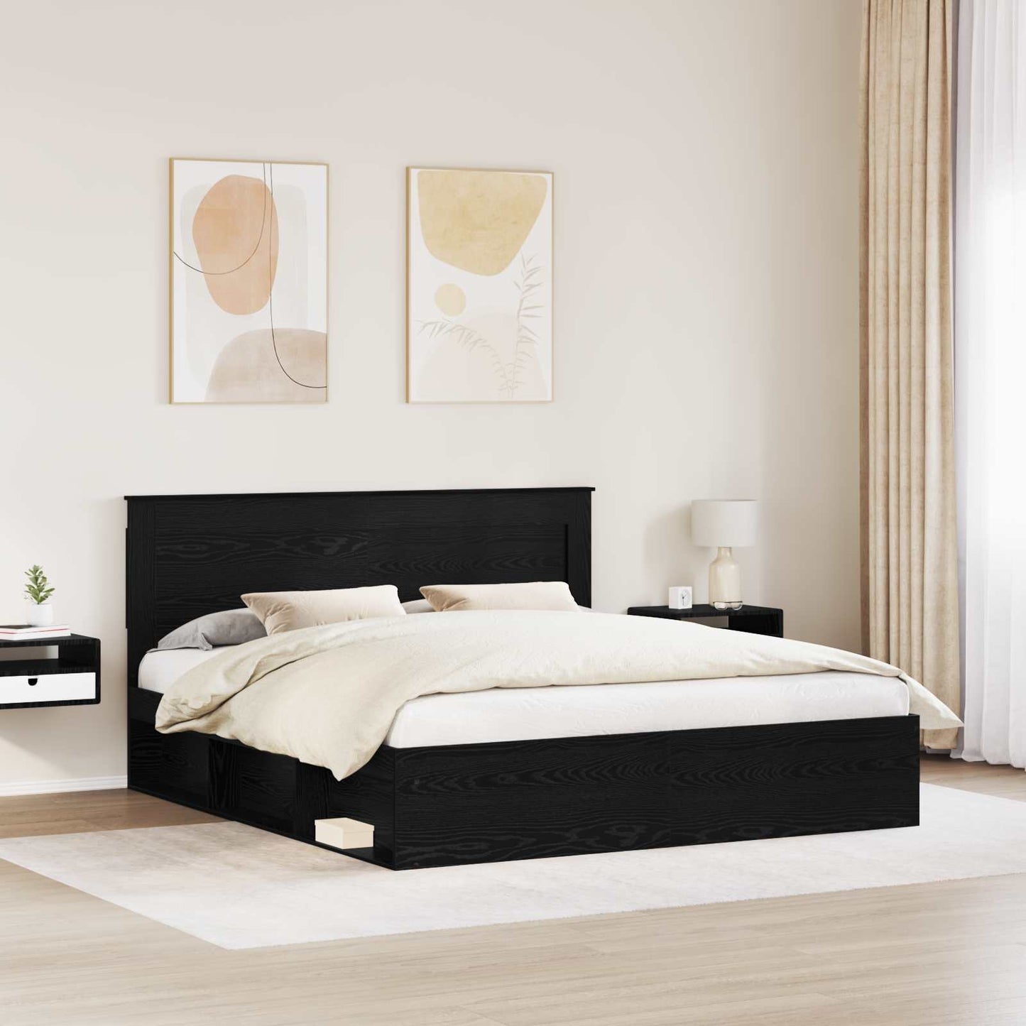 Struttura del letto Nero 200 x 200 cm Pino massello