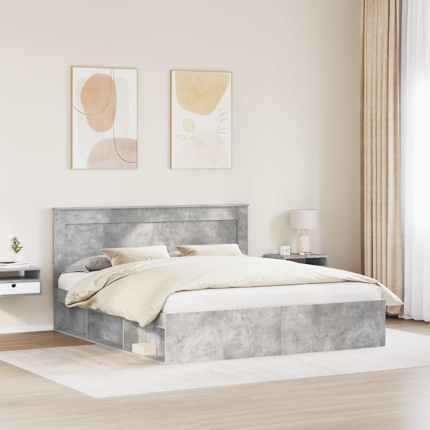 Struttura del letto Calcestruzzo 200 x 200 cm Pino massello