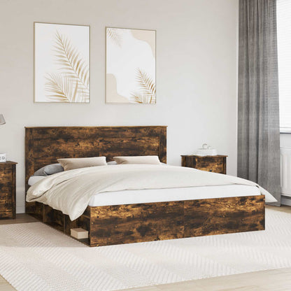 Struttura del letto Rovere fumÃ© 200 x 200 cm Pino massello