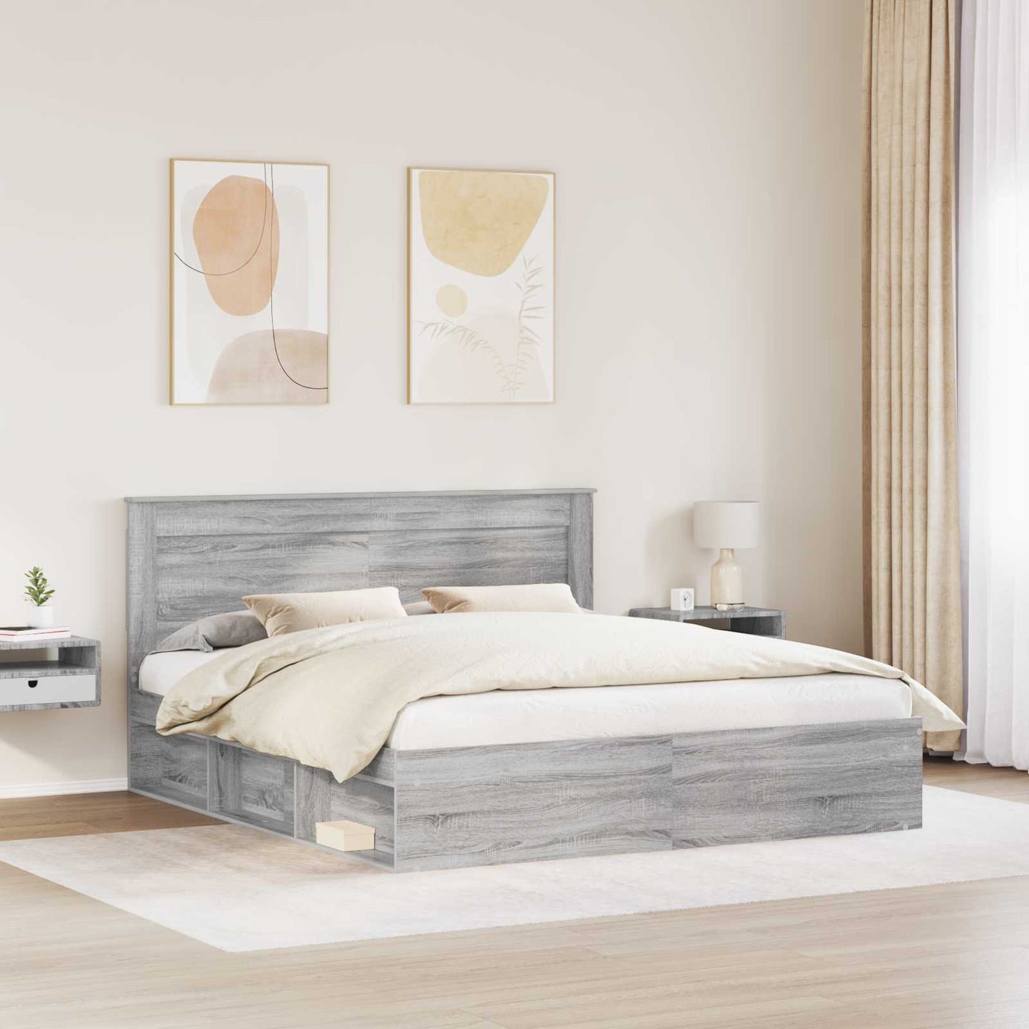 Struttura del letto Grigio Sonoma 200 x 200 cm Pino massello