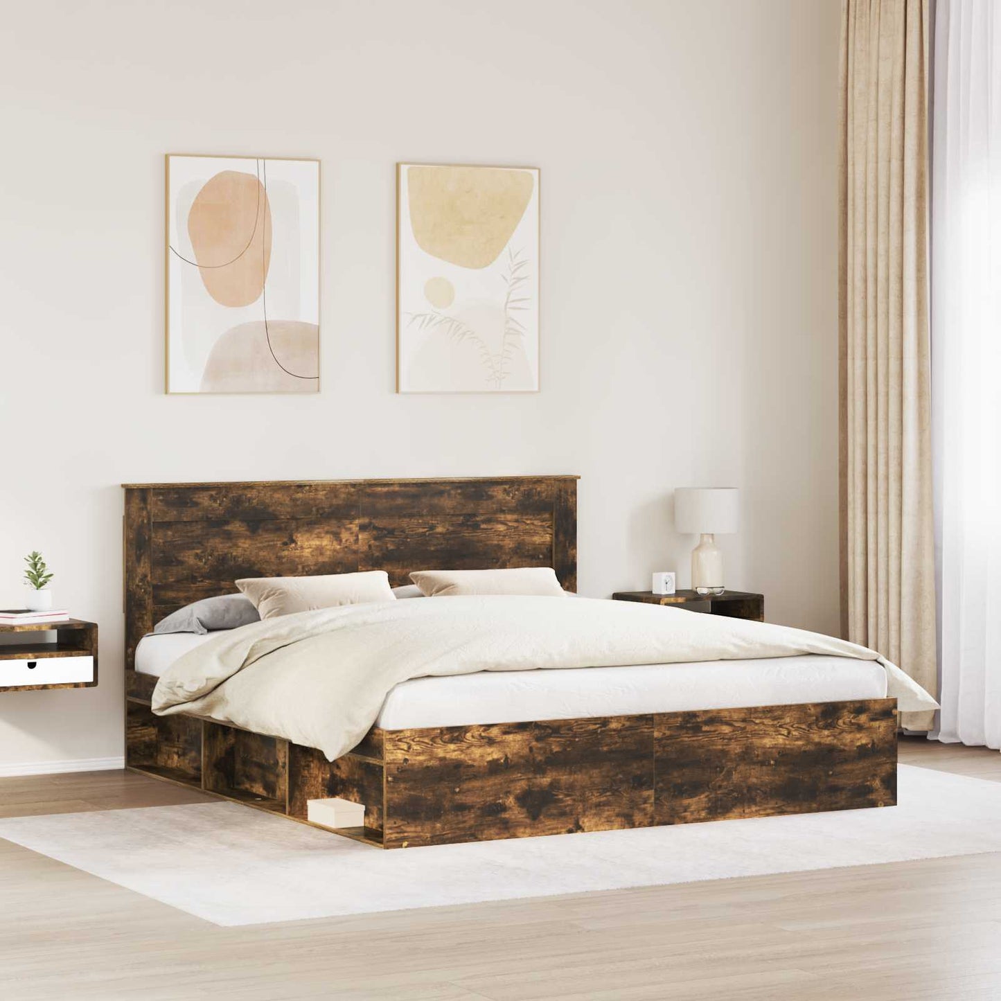 Struttura del letto Rovere fumÃ© 180 x 200 cm Pino massello