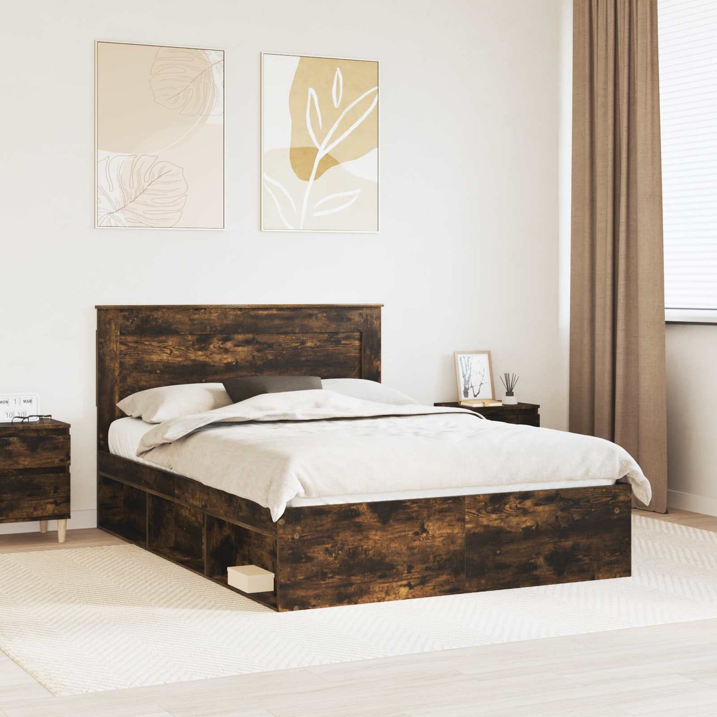 Struttura del letto Rovere fumÃ© 140 x 190 cm Pino massello
