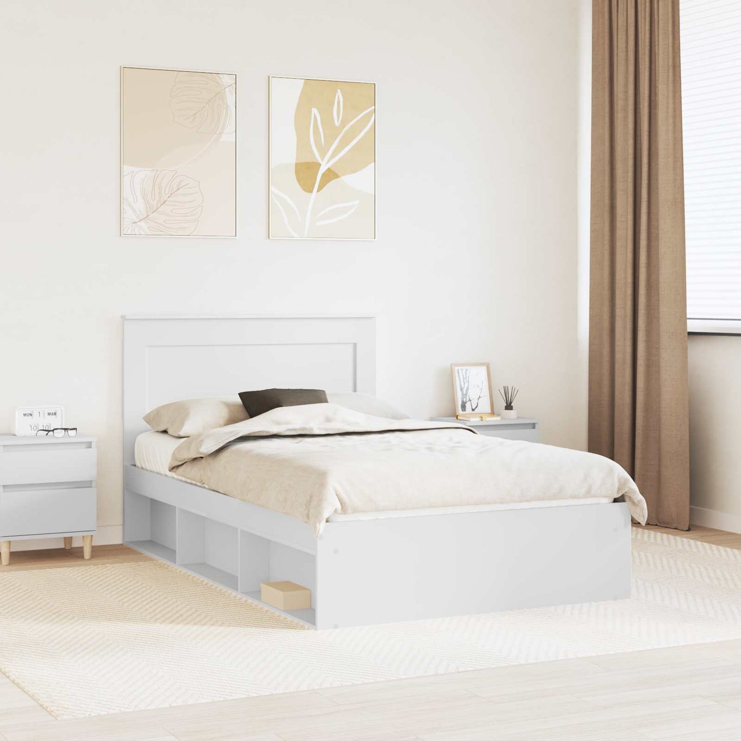Struttura del letto Bianco 120 x 190 cm Pino massello