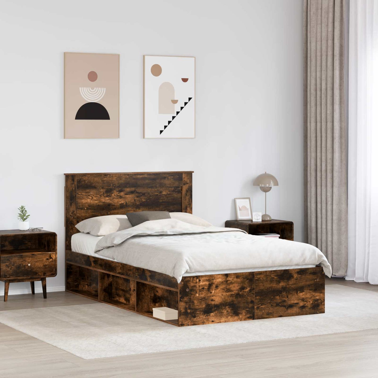 Struttura del letto Rovere fumÃ© 120 x 200 cm Pino massello