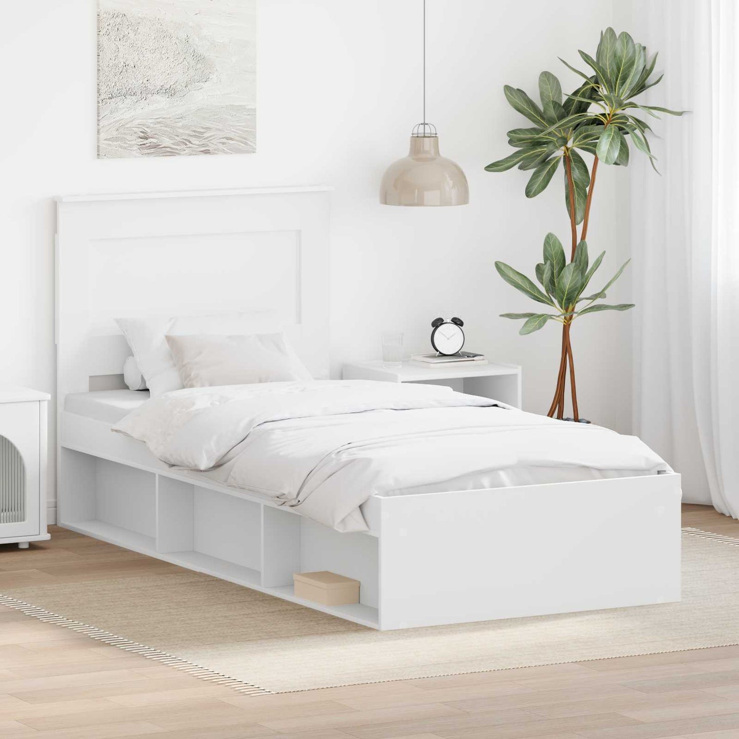 Struttura del letto Bianco 90 x 190 cm Pino massello