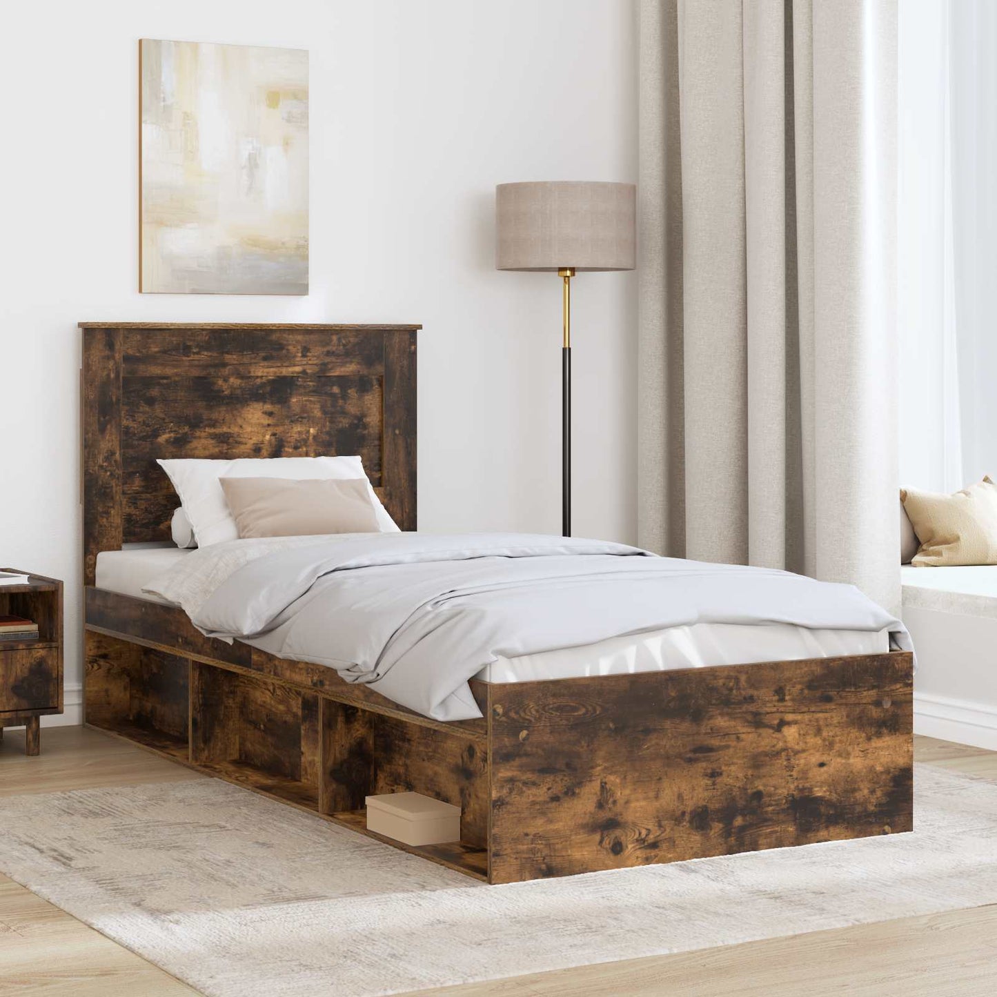 Struttura del letto Rovere fumÃ© 90 x 190 cm Pino massello