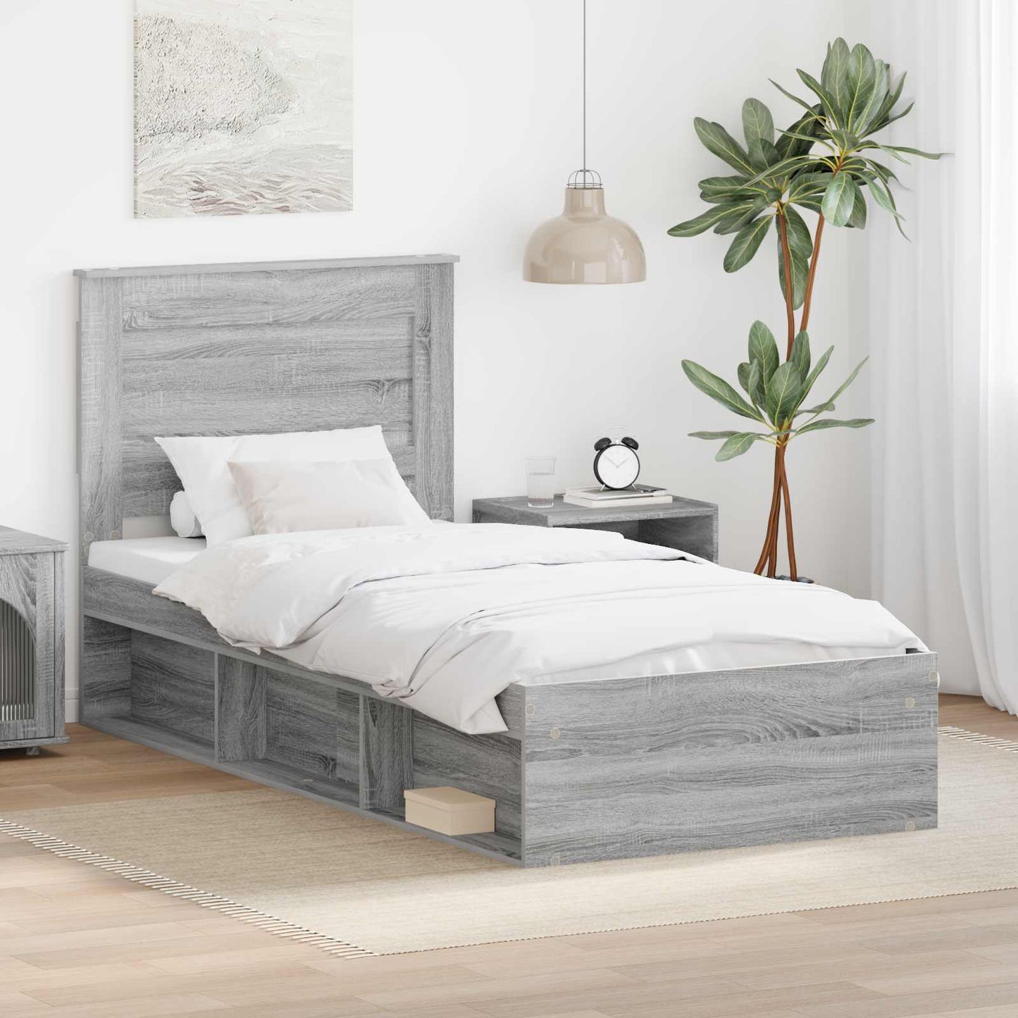 Struttura del letto Grigio Sonoma 90 x 200 cm Pino massello