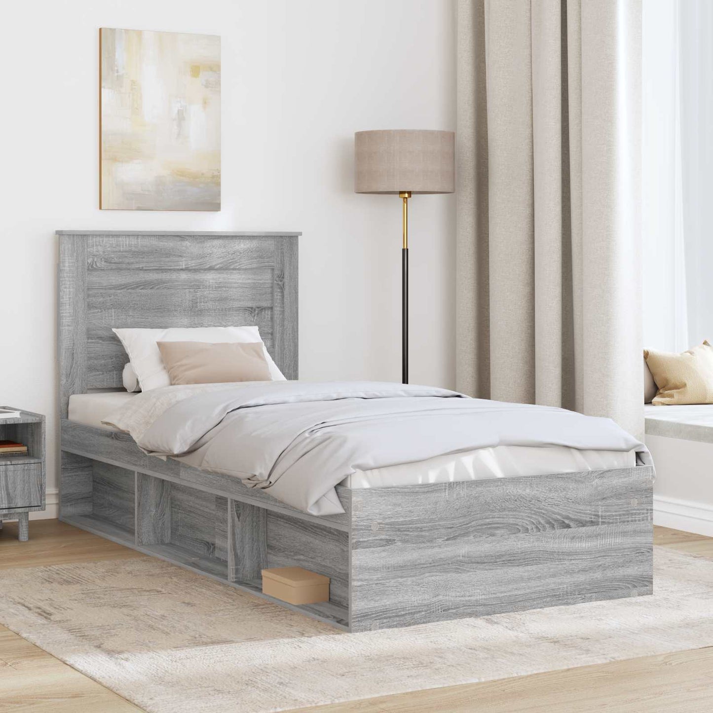 Struttura del letto Grigio Sonoma 90 x 200 cm Pino massello