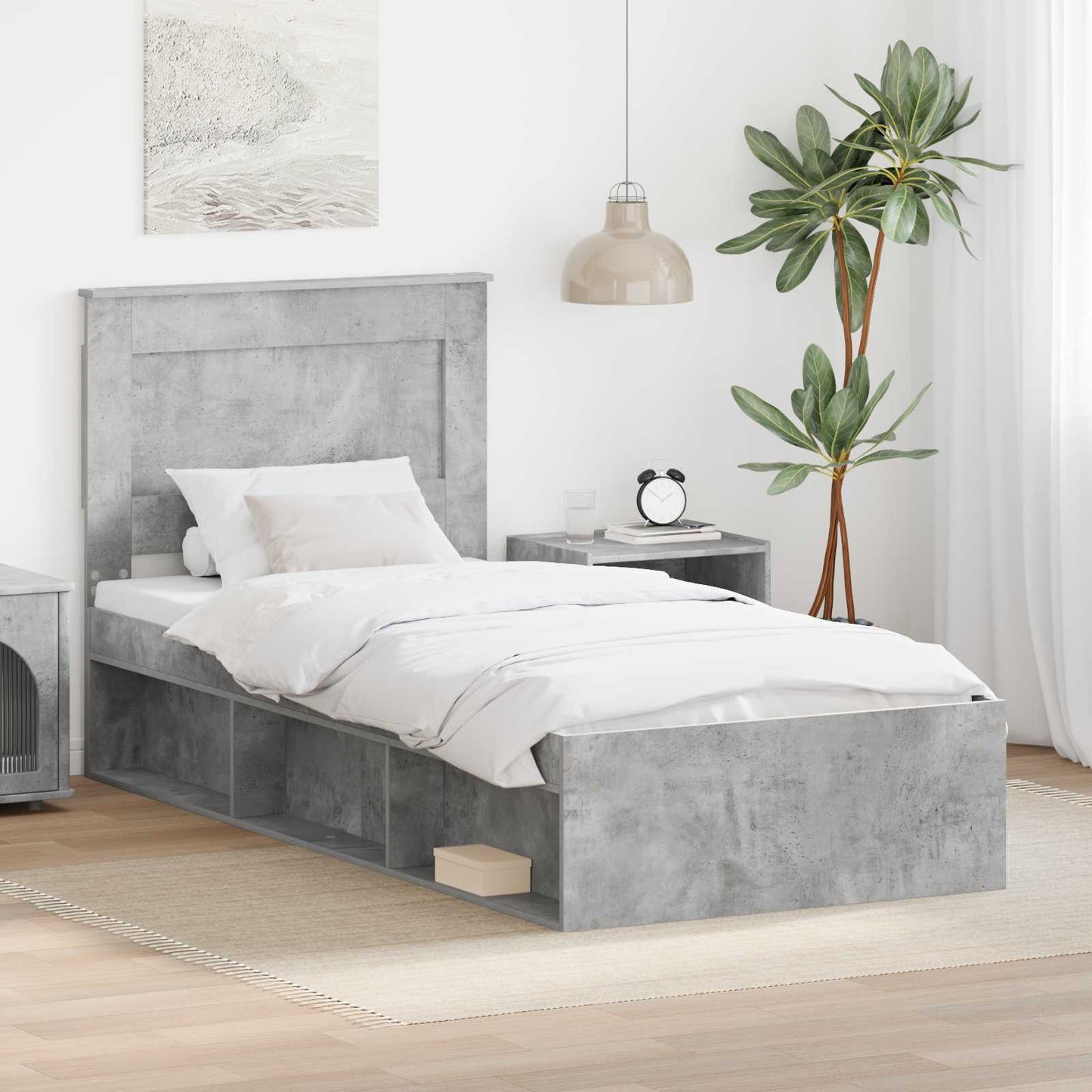Struttura del letto Grigio ConcretÃ¨ 75 x 190 cm Pino massello