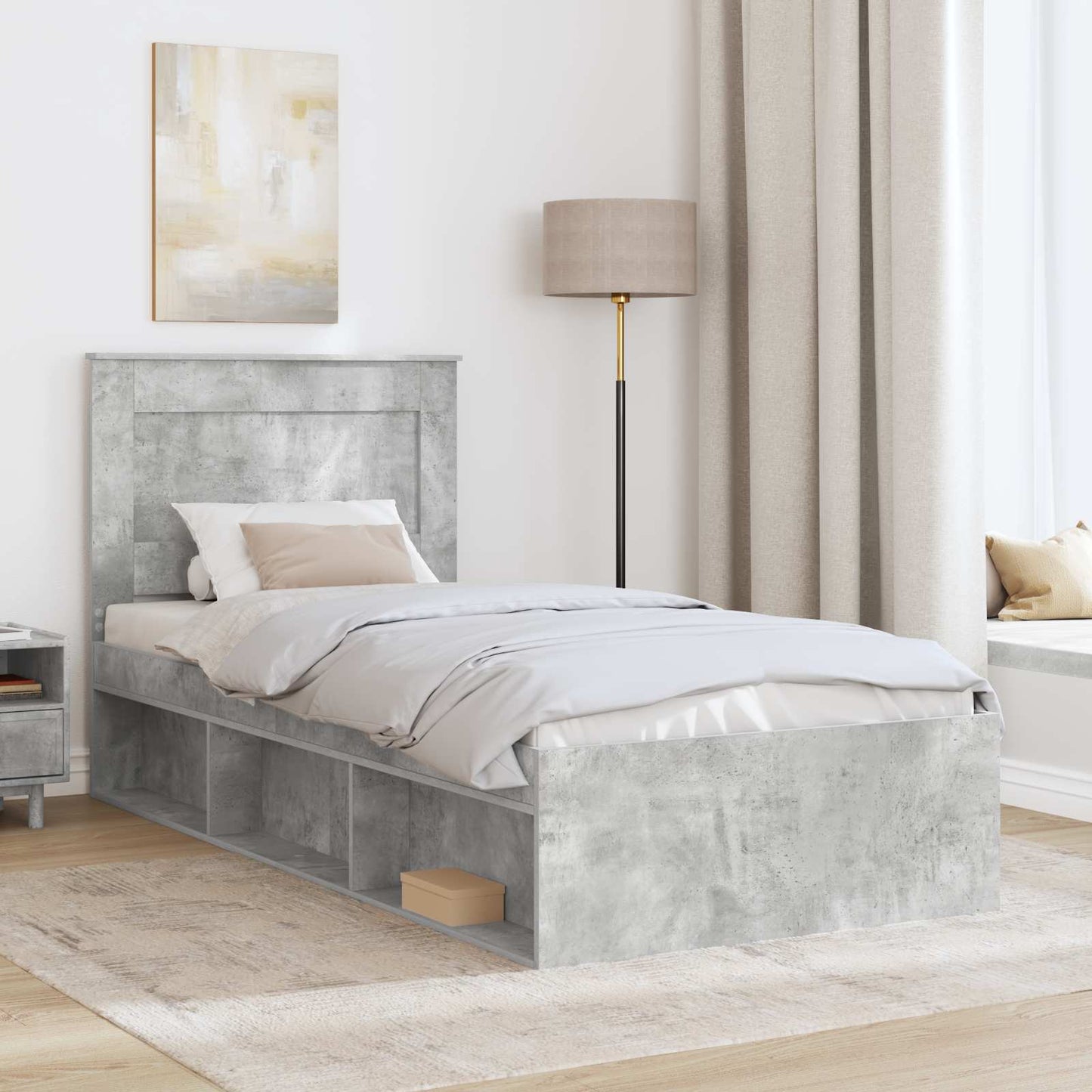 Struttura del letto Grigio ConcretÃ¨ 75 x 190 cm Pino massello