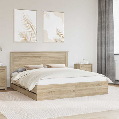 Struttura del letto con cassetto Rovere Sonoma 200 x 200 cm