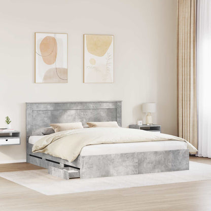 Struttura del letto con cassetto Grigio cemento 200 x 200 cm