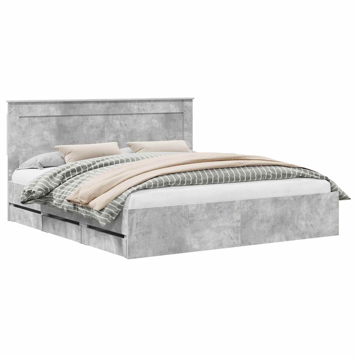 Struttura del letto con cassetto Grigio cemento 200 x 200 cm