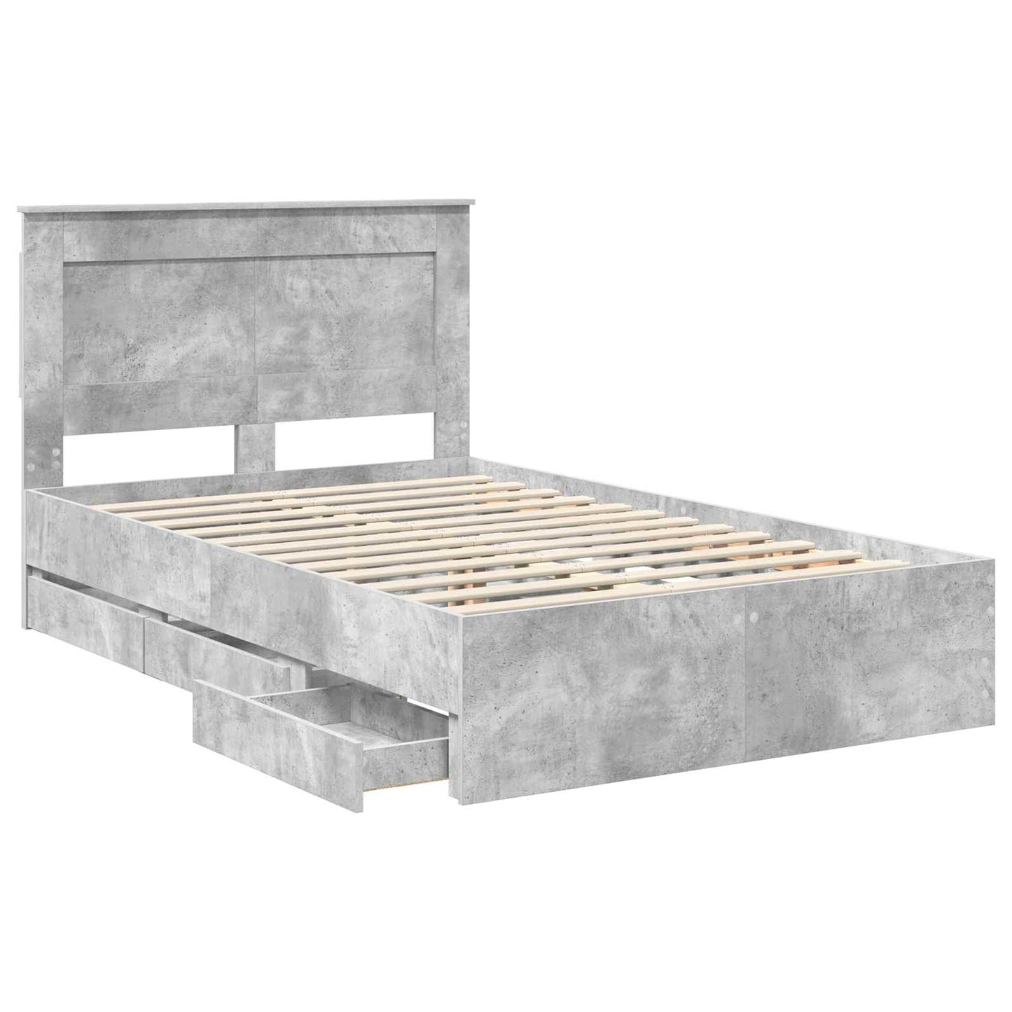 Struttura del letto con cassetto Grigio cemento 135 x 190 cm