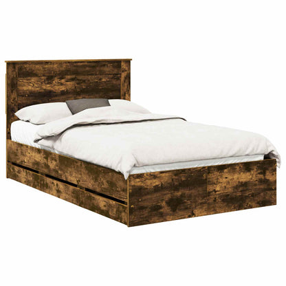 Struttura del letto con cassetto Rovere fumÃ© 135 x 190 cm
