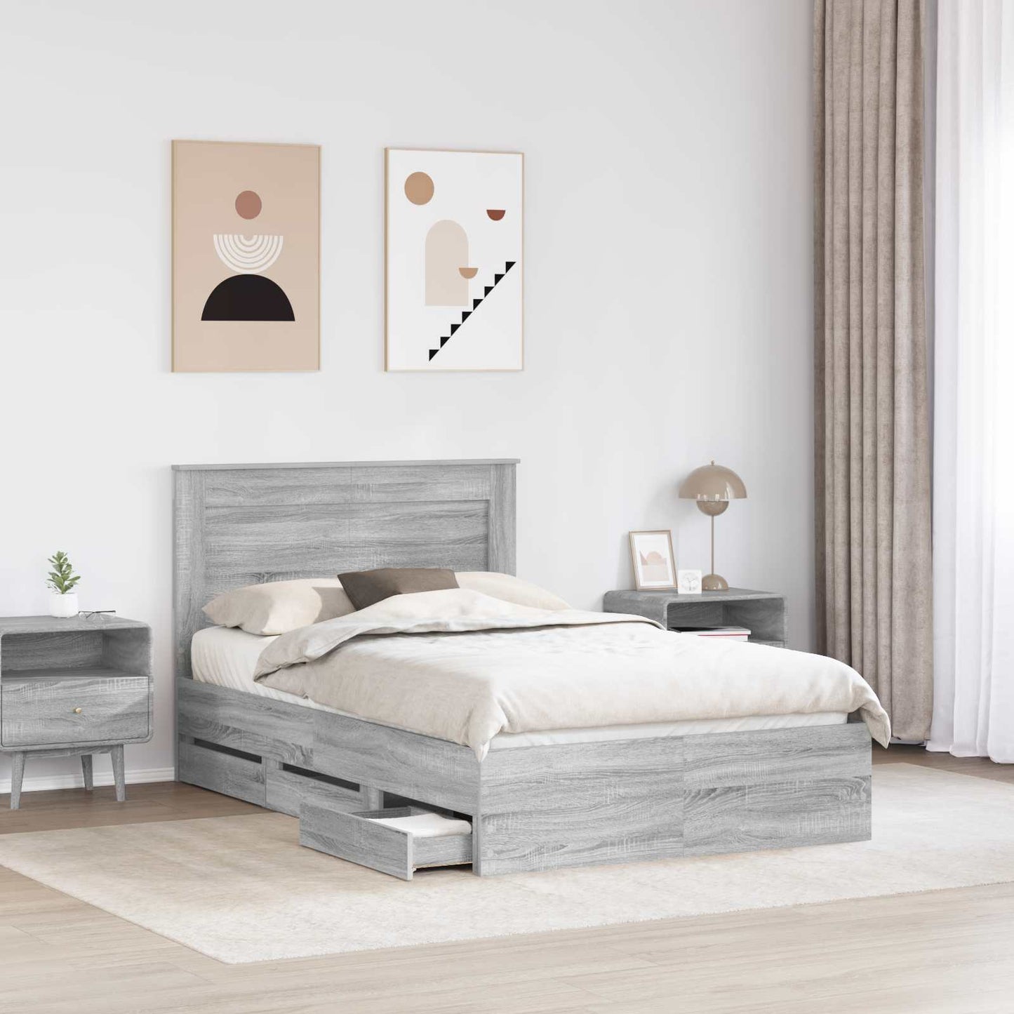 Struttura del letto con cassetto Grigio Sonoma 120 x 200 cm