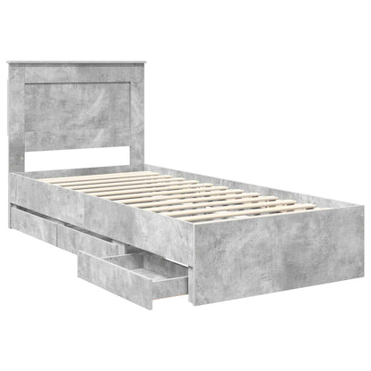 Struttura del letto con cassetto Grigio cemento 100 x 200 cm