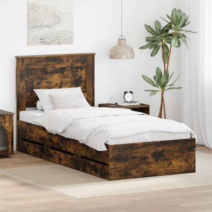 Struttura del letto con cassetto Rovere fumÃ© 100 x 200 cm