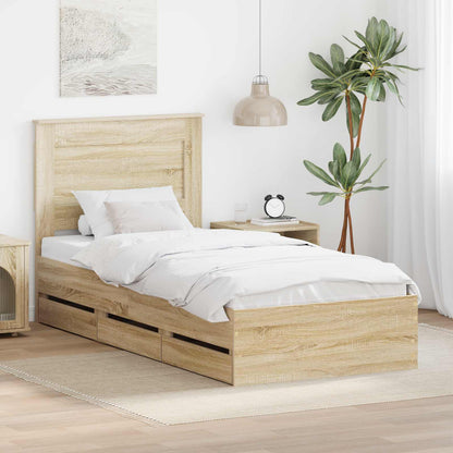 Struttura del letto con cassetto Rovere Sonoma 90 x 190 cm