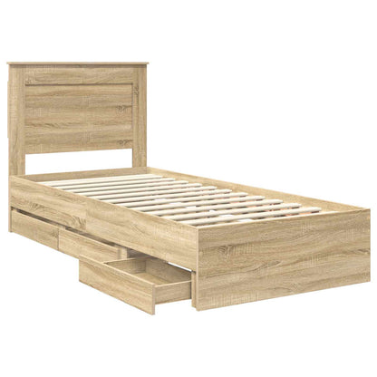 Struttura del letto con cassetto Rovere Sonoma 90 x 190 cm