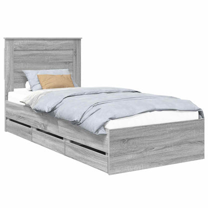 Struttura del letto con cassetto Grigio Sonoma 90 x 190 cm