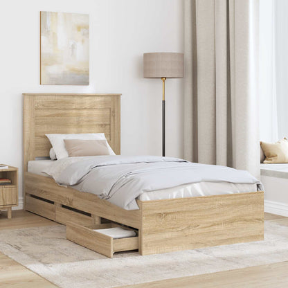 Struttura del letto con cassetto Rovere Sonoma 75 x 190 cm
