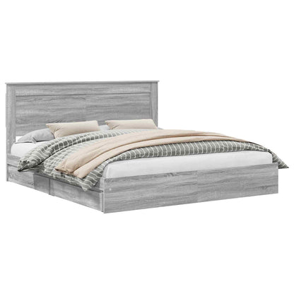 Letto con Contenitore con testiera Grigio Sonoma 200 x 200 cm
