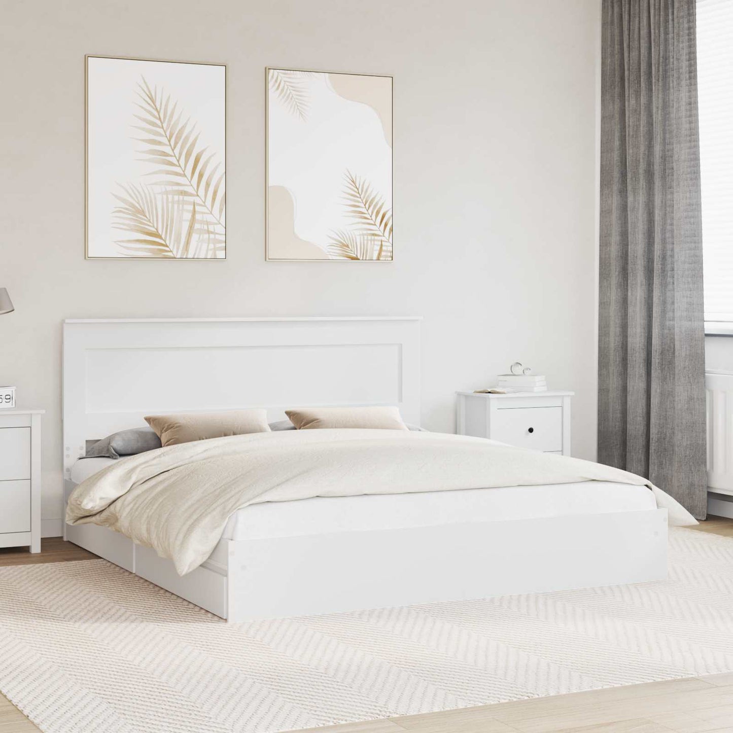 Letto con Contenitore Bianco 180 x 200 cm Legno multistrato