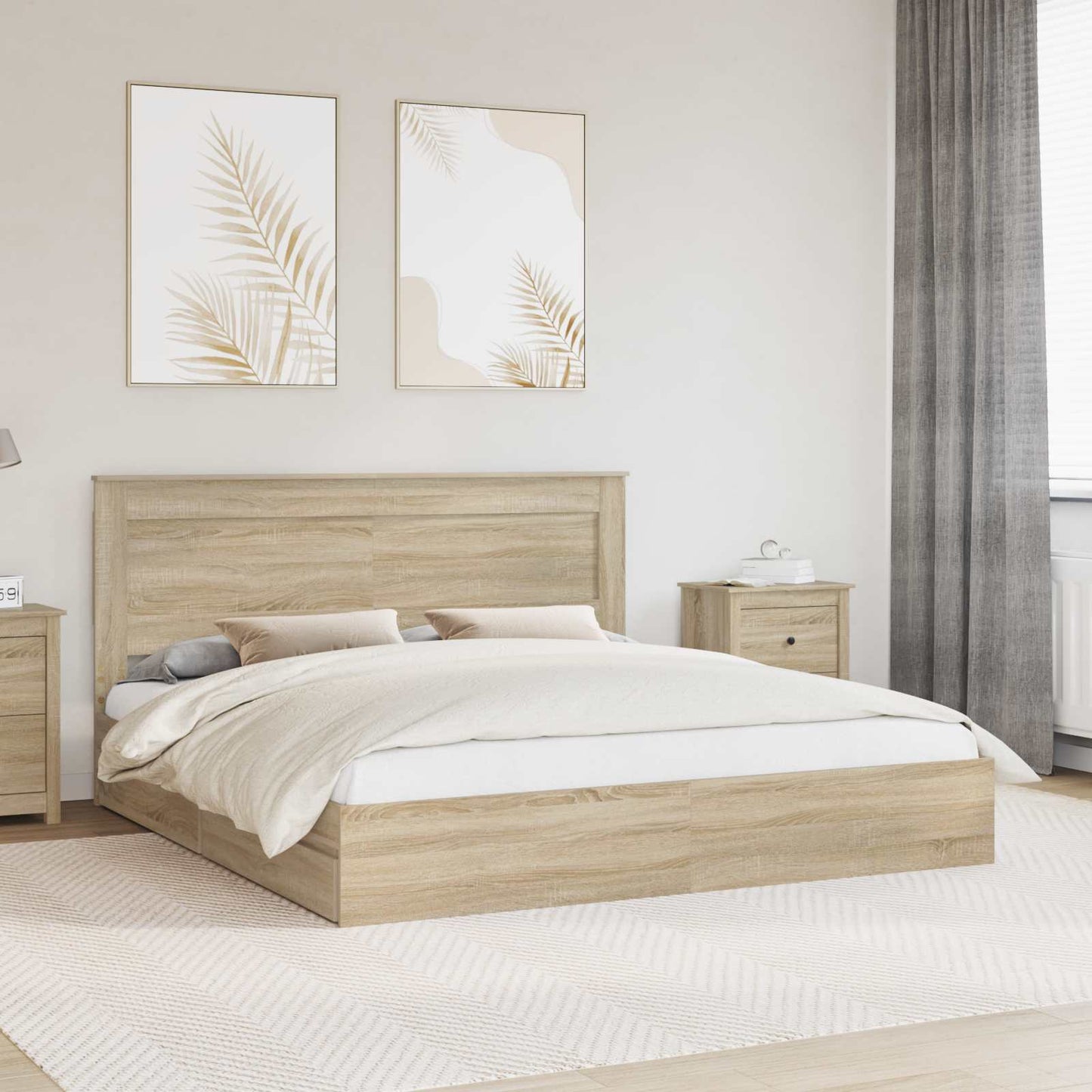 Letto con Contenitore con testiera Rovere Sonoma 180 x 200 cm