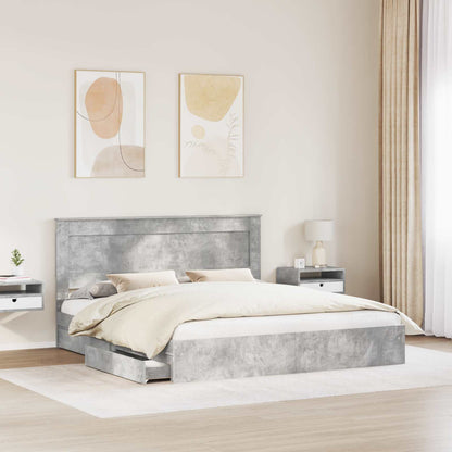Letto con Contenitore con testiera Grigio cemento 180 x 200 cm