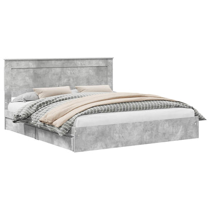 Letto con Contenitore con testiera Grigio cemento 180 x 200 cm