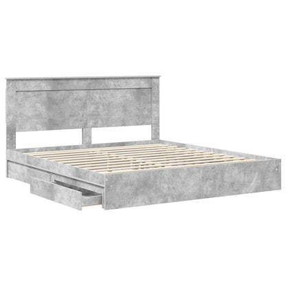 Letto con Contenitore con testiera Grigio cemento 180 x 200 cm