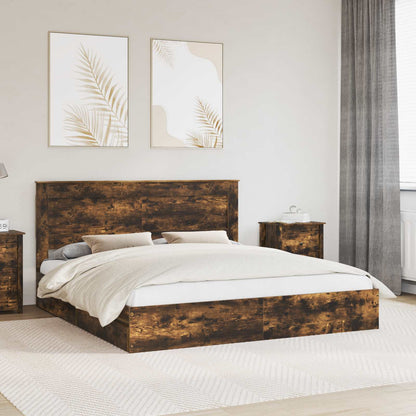 Letto con Contenitore con testiera Rovere fumÃ© 180 x 200 cm