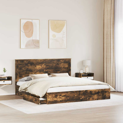 Letto con Contenitore con testiera Rovere fumÃ© 180 x 200 cm