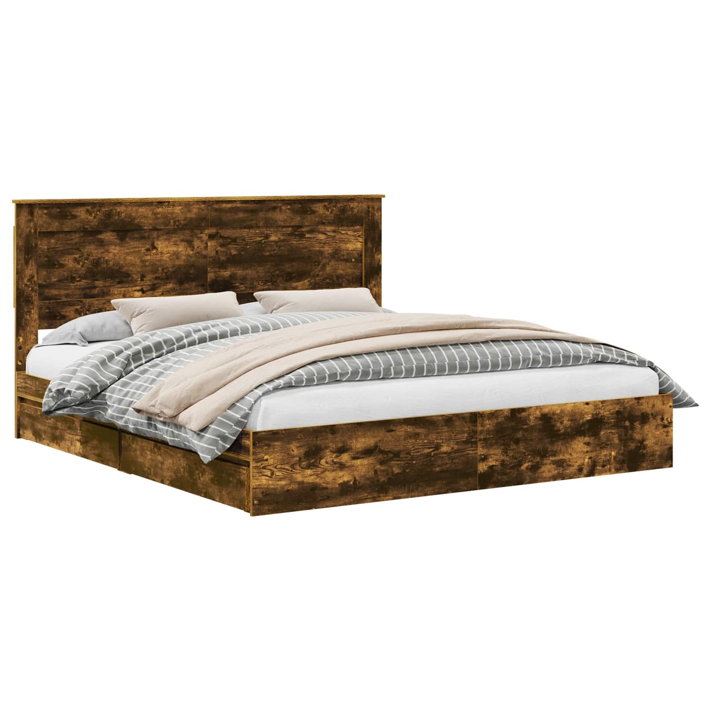 Letto con Contenitore con testiera Rovere fumÃ© 180 x 200 cm