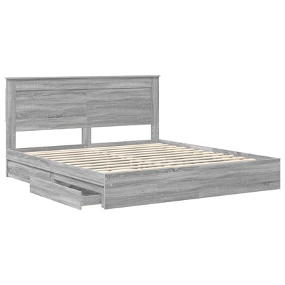 Letto con Contenitore con testiera Grigio Sonoma 180 x 200 cm