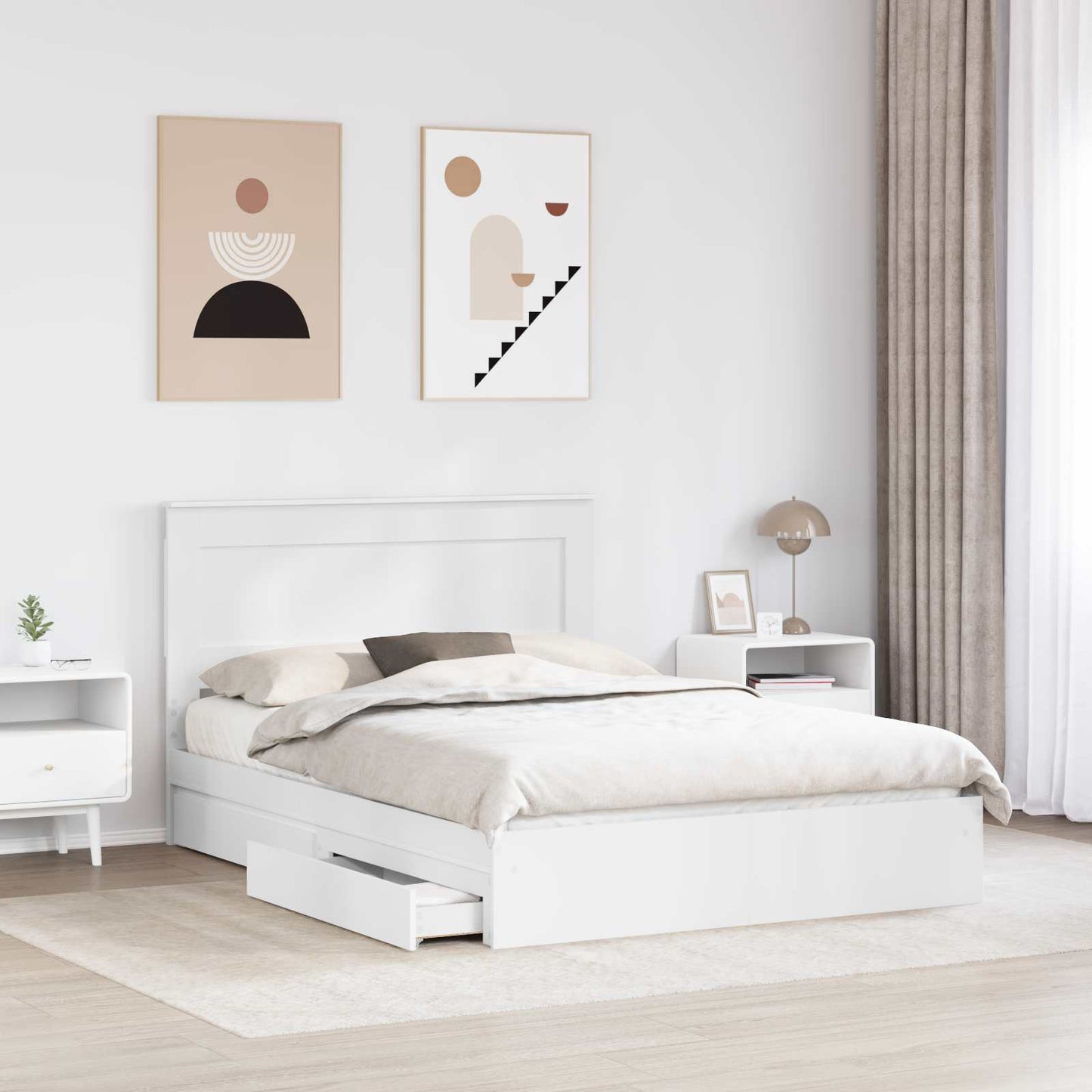 Letto con Contenitore Bianco 160 x 200 cm Legno multistrato