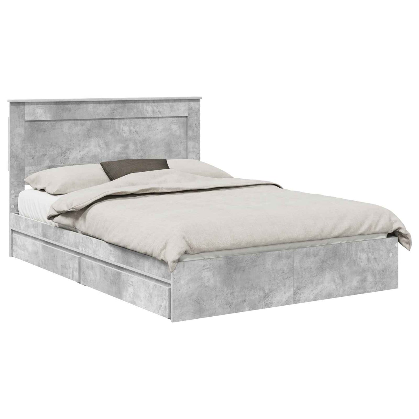 Letto con Contenitore con testiera Grigio cemento 150 x 200 cm