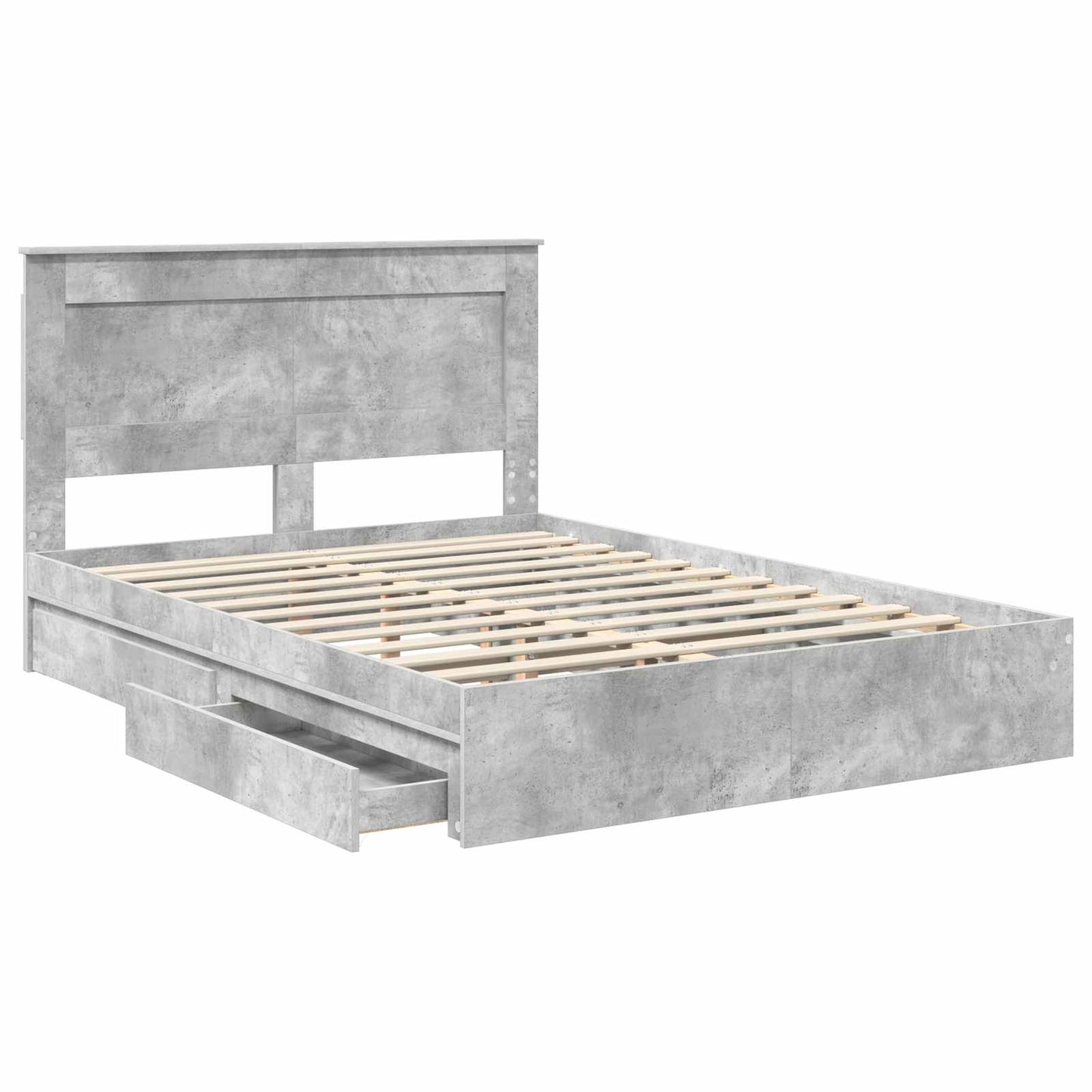 Letto con Contenitore con testiera Grigio cemento 150 x 200 cm