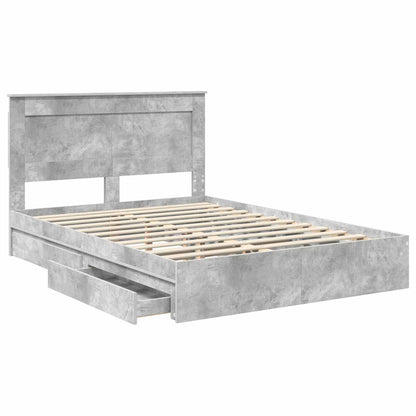 Letto con Contenitore con testiera Grigio cemento 150 x 200 cm