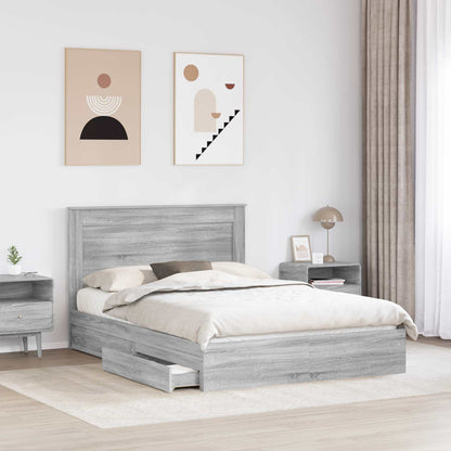 Letto con Contenitore con testiera Grigio Sonoma 150 x 200 cm