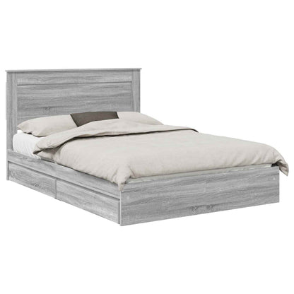Letto con Contenitore con testiera Grigio Sonoma 150 x 200 cm