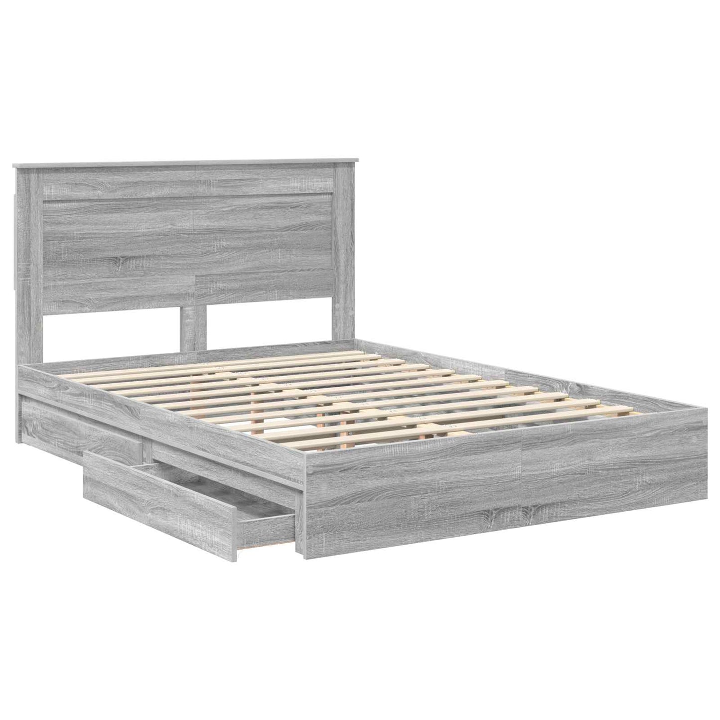 Letto con Contenitore con testiera Grigio Sonoma 150 x 200 cm
