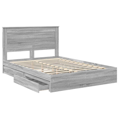 Letto con Contenitore con testiera Grigio Sonoma 150 x 200 cm