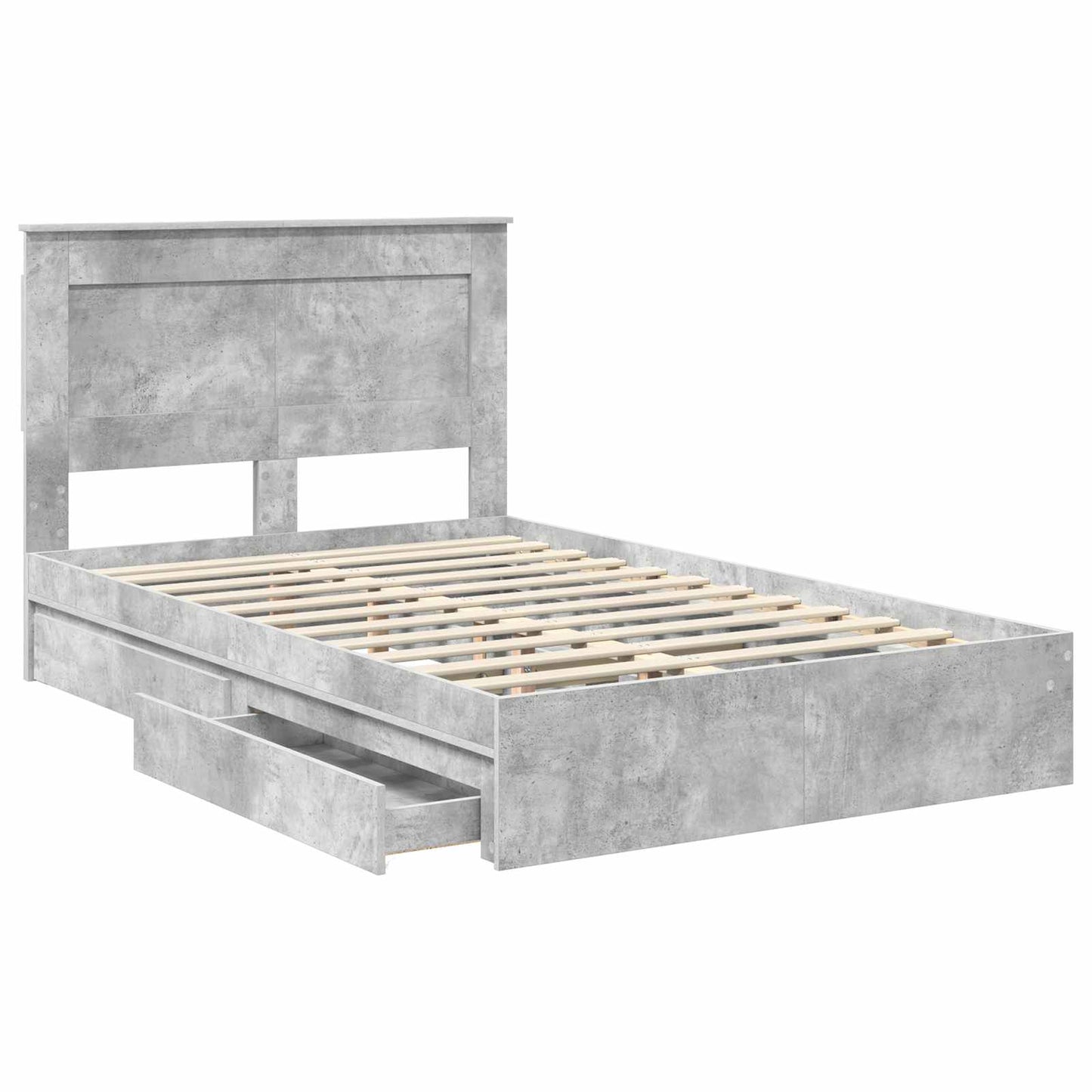 Letto con Contenitore con testiera Grigio cemento 135 x 190 cm