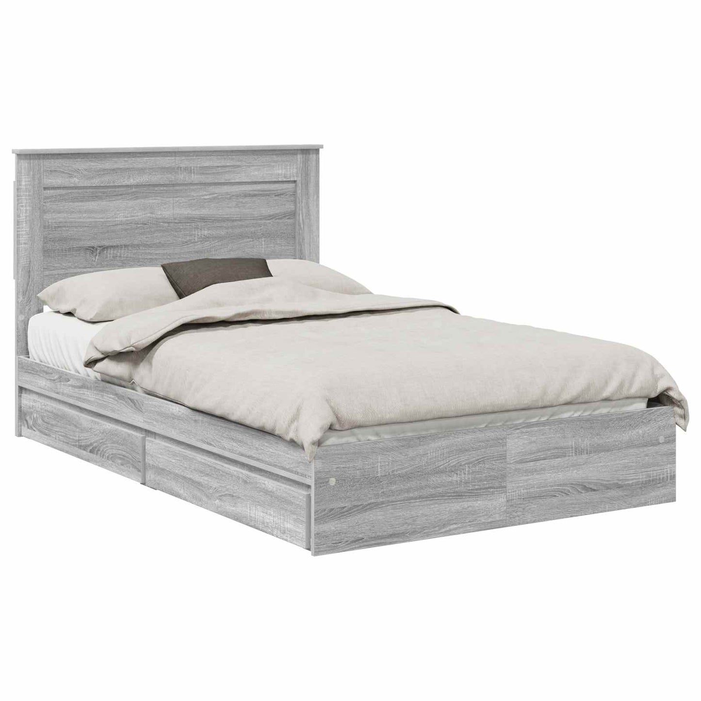 Letto con Contenitore con testiera Grigio Sonoma 135 x 190 cm