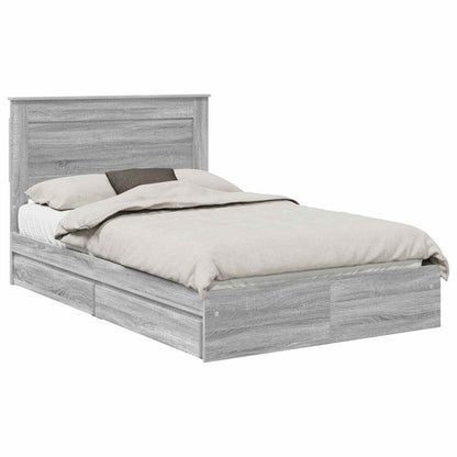 Letto con Contenitore con testiera Grigio Sonoma 135 x 190 cm
