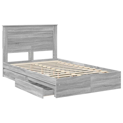 Letto con Contenitore con testiera Grigio Sonoma 135 x 190 cm