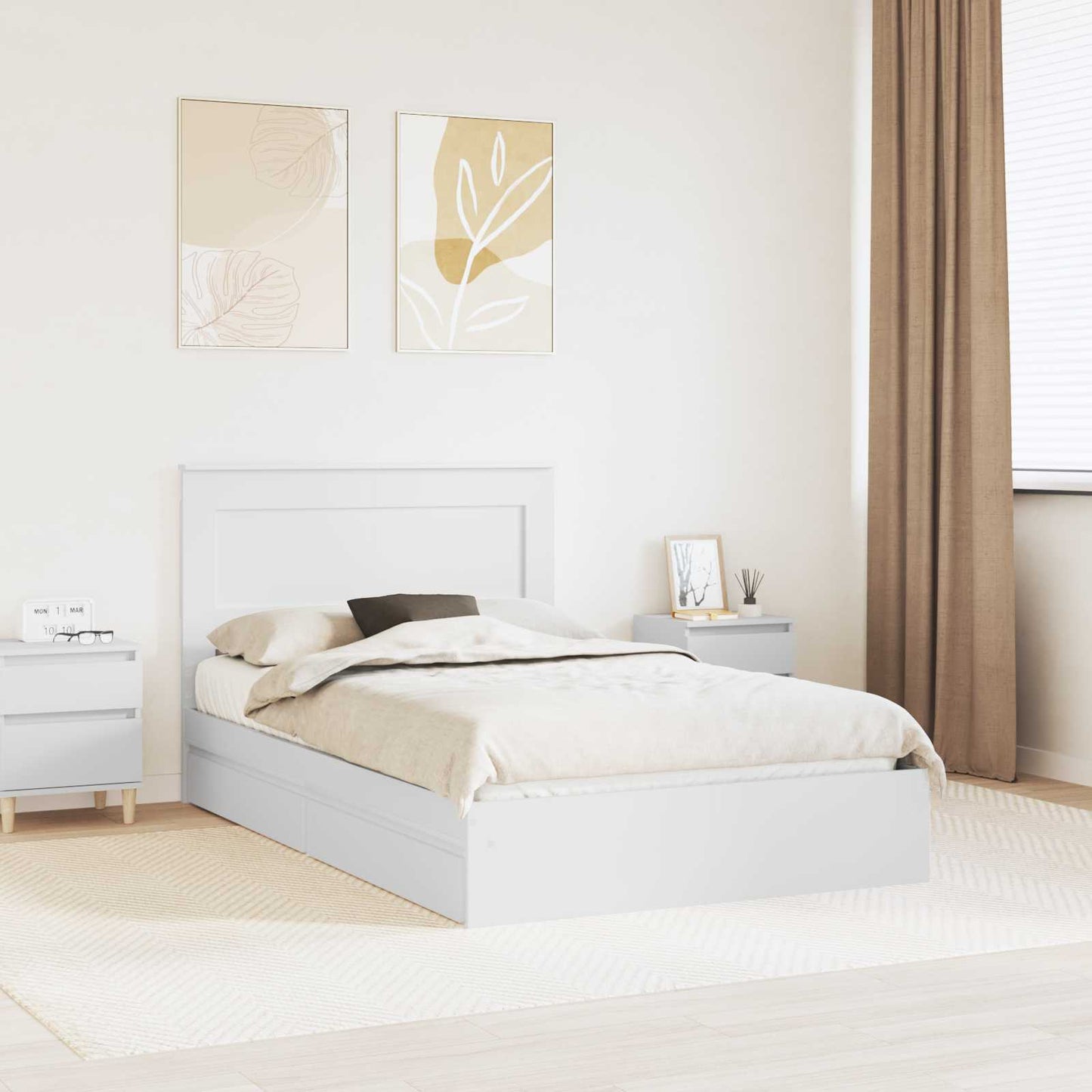 Letto con Contenitore Bianco 120 x 190 cm Legno multistrato