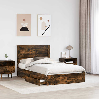Letto con Contenitore con testiera Rovere fumÃ© 120 x 190 cm